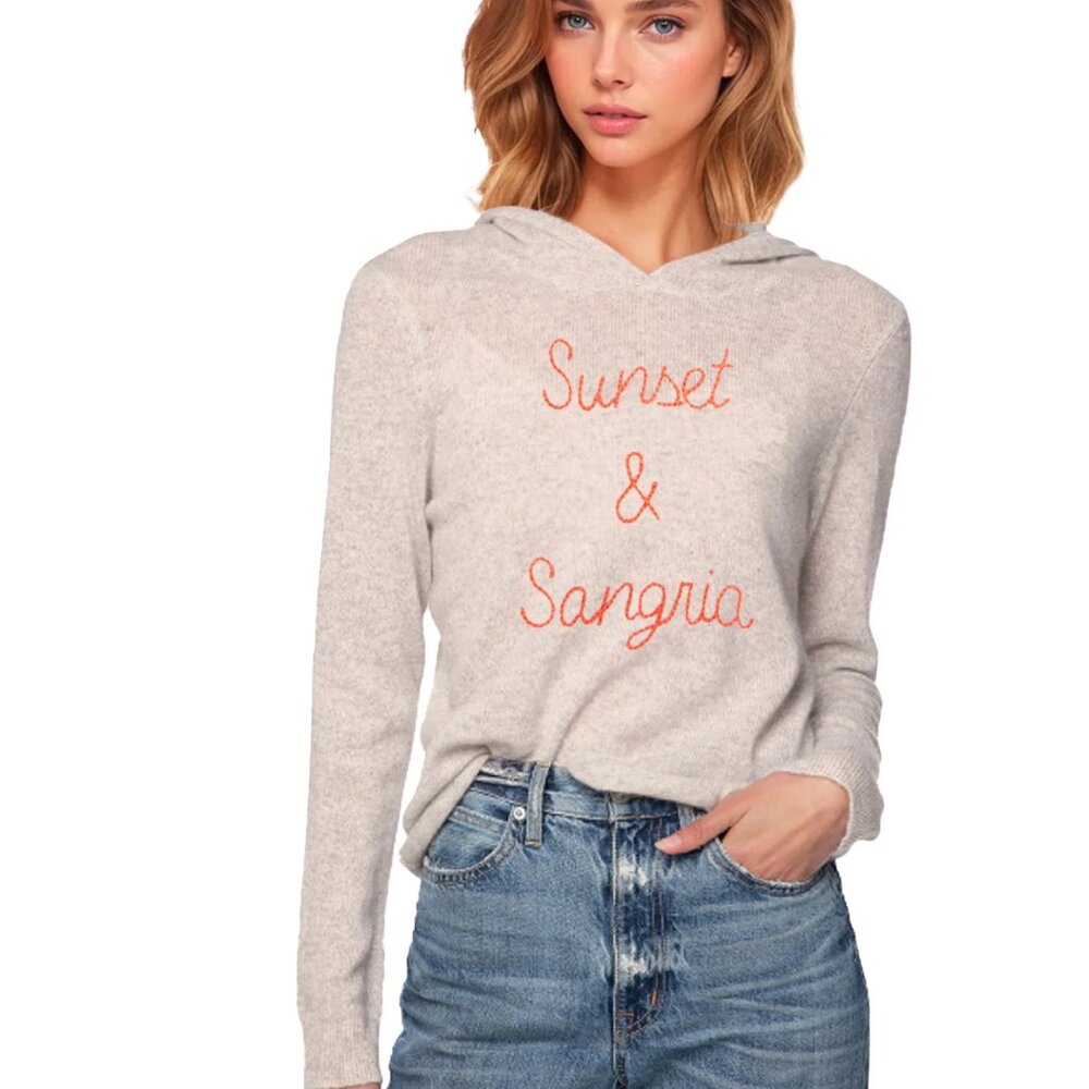 Golden Sun Cashmere lightweight hoodie - Sunset and Sangria Oatmeal